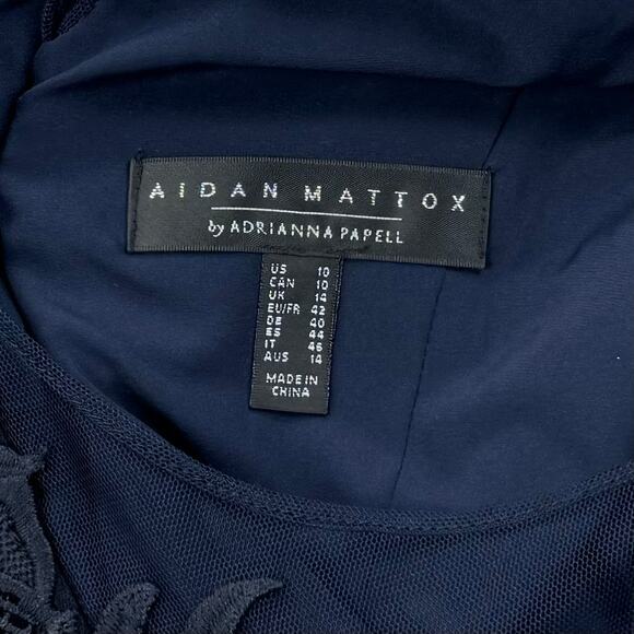 Adrian Mattox Womens Mesh Lace Mermaid Midi Dress Dress Size 10 Ink Navy - Picture 3 of 16